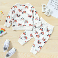 Load image into Gallery viewer, 2 Pieces Set Baby Kid Girls Rainbow Print Hoodies Swearshirts And Pants Wholesale 22062296
