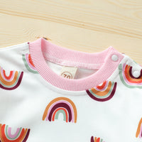 Load image into Gallery viewer, 2 Pieces Set Baby Kid Girls Rainbow Print Hoodies Swearshirts And Pants Wholesale 22062296
