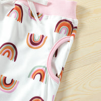 Load image into Gallery viewer, 2 Pieces Set Baby Kid Girls Rainbow Print Hoodies Swearshirts And Pants Wholesale 22062296
