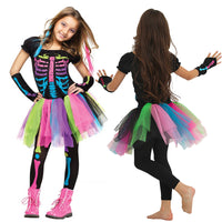 Load image into Gallery viewer, 2 Pieces Set Girls Halloween Rainbow Print Dresses And Pants Wholesale 22062711
