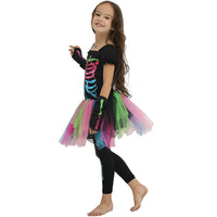 Load image into Gallery viewer, 2 Pieces Set Girls Halloween Rainbow Print Dresses And Pants Wholesale 22062711
