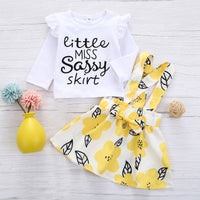 Load image into Gallery viewer, 2 Pieces Set Baby Girls Letters Print Tops And Flower Dresses Wholesale 069112108
