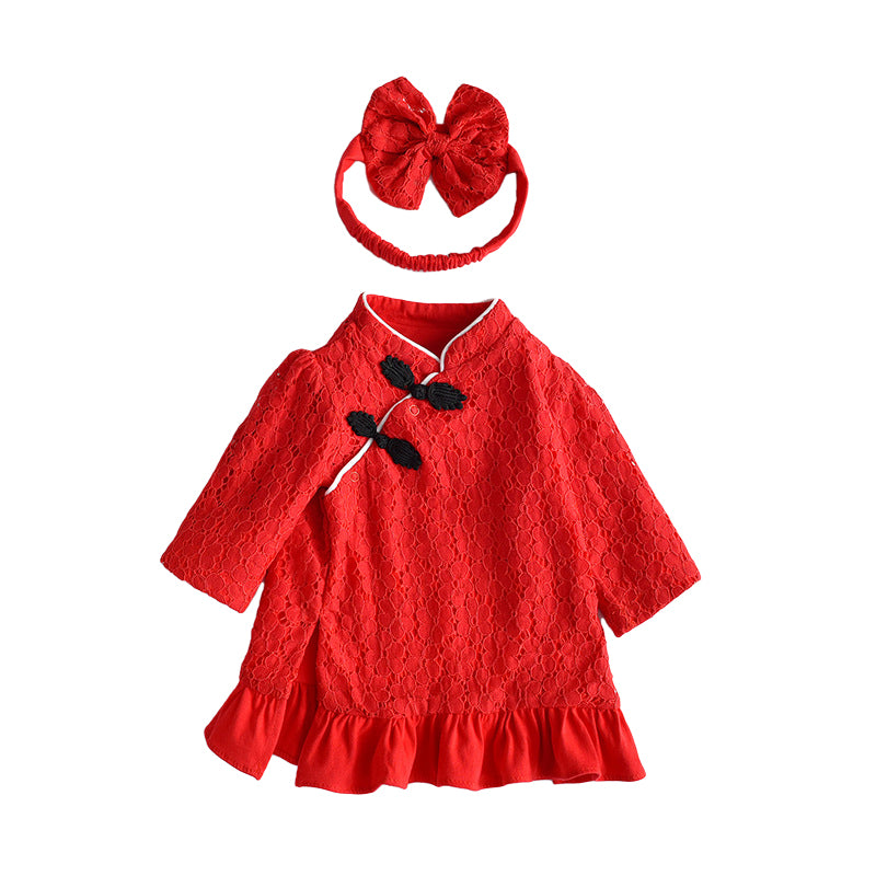 Baby Kid Girls Bow Embroidered Dresses Wholesale 220630674
