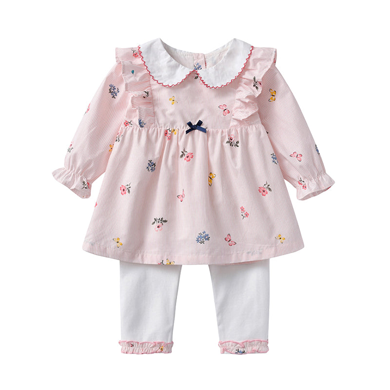 2 Pieces Set Baby Girls Flower Print Tops And Pants Wholesale 22063090