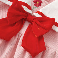 Load image into Gallery viewer, Baby Girls Color-blocking Flower Bow Embroidered Jumpsuits Wholesale 220701210
