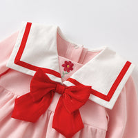 Load image into Gallery viewer, Baby Girls Color-blocking Flower Bow Embroidered Jumpsuits Wholesale 220701210
