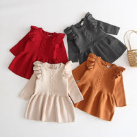 Load image into Gallery viewer, Baby Kid Girls Solid Color Crochet Sweaters Dresses Wholesale 22070123
