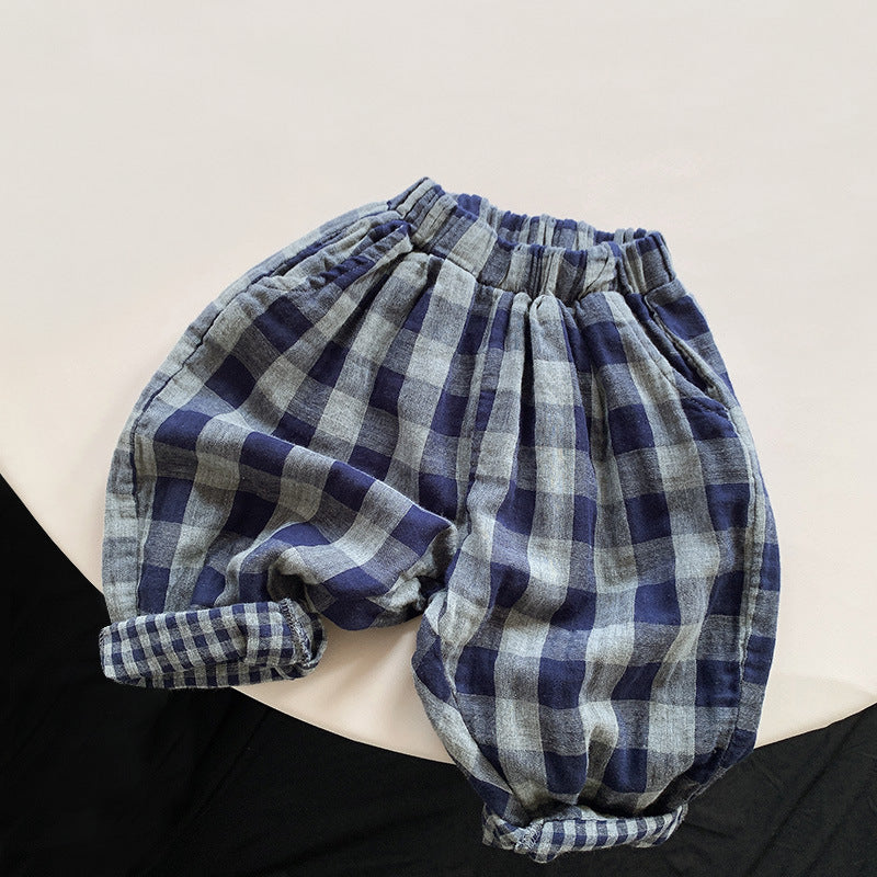 Baby Kid Unisex Checked Pants Wholesale 220701235