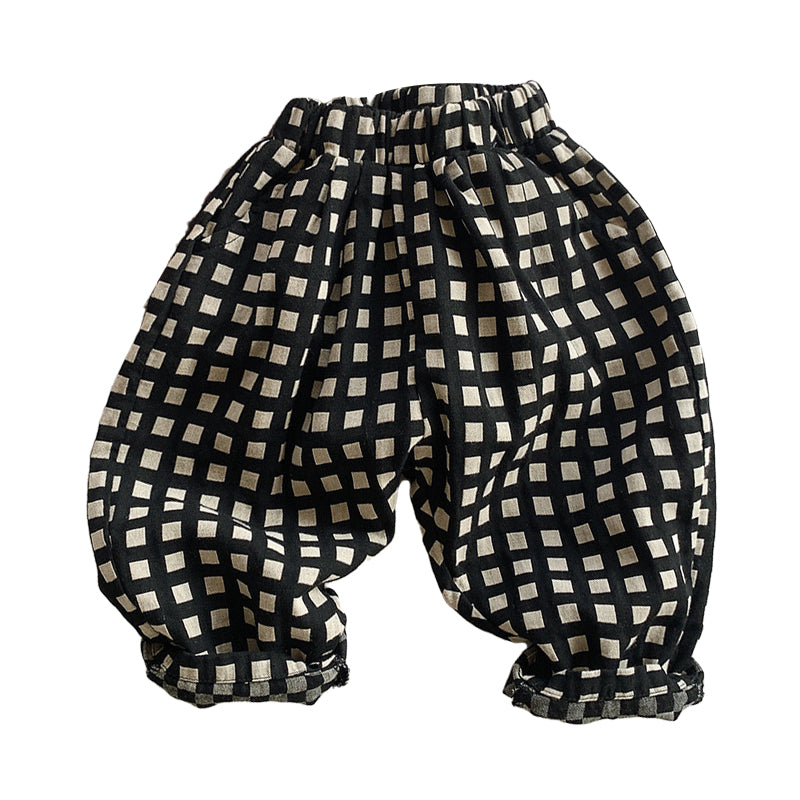 Baby Kid Unisex Checked Pants Wholesale 220701242