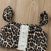 Load image into Gallery viewer, 2 Pieces Set Baby Kid Girls Leopard Lace Tops And Solid Color Skirts Wholesale 220705125
