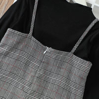 Load image into Gallery viewer, 2 Pieces Set Baby Kid Girls Solid Color Tops And Checked Dresses Wholesale 220705127
