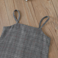 Load image into Gallery viewer, 2 Pieces Set Baby Kid Girls Solid Color Tops And Checked Dresses Wholesale 220705127
