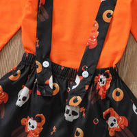 Load image into Gallery viewer, 3 Pieces Set Baby Kid Girls Halloween Cartoon Print Tops Dresses And Bow Headwear Wholesale 220705128
