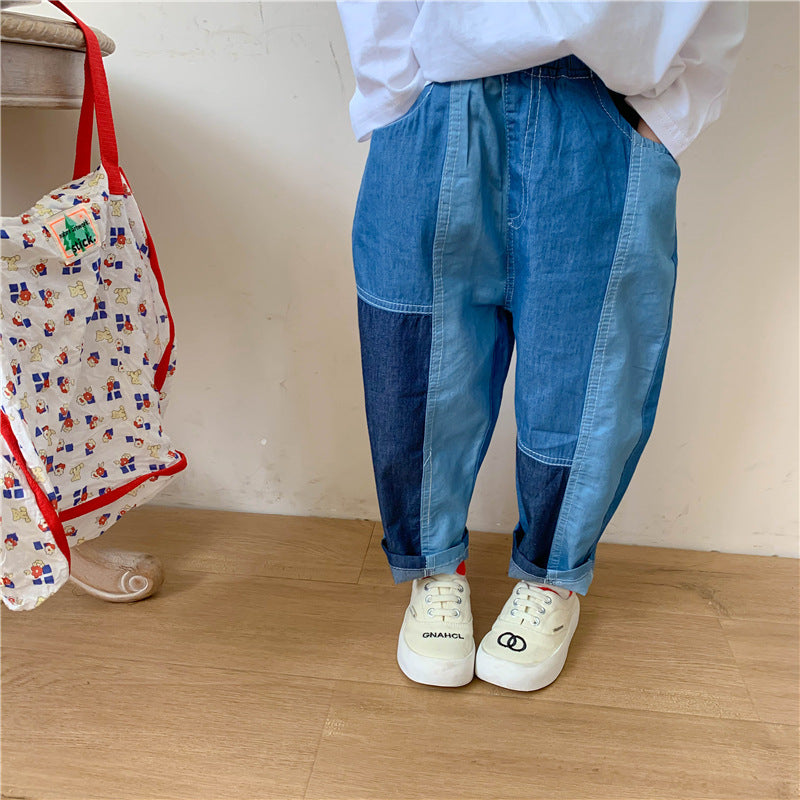 Baby Kid Girls Color-blocking Pants Jeans Wholesale 220705132