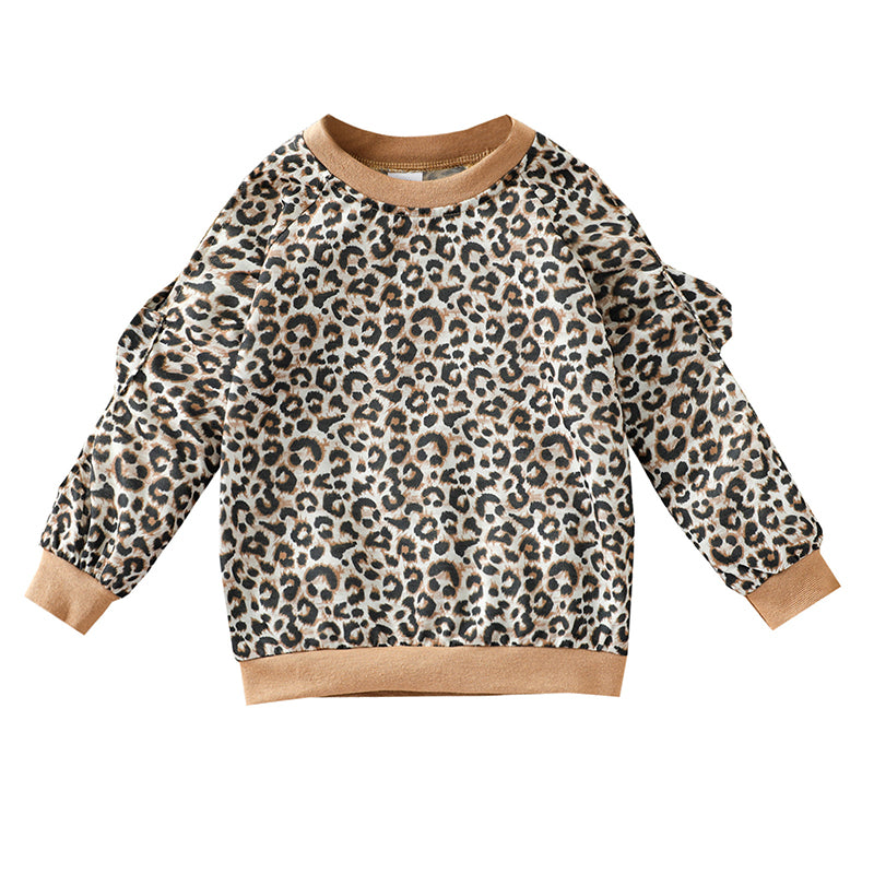 Baby Kid Girls Leopard Bow Print Hoodies&Swearshirts Wholesale 220705139