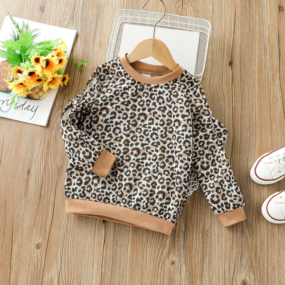 Baby Kid Girls Leopard Bow Print Hoodies&Swearshirts Wholesale 220705139