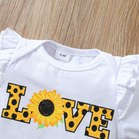 Load image into Gallery viewer, 3 Pieces Set Baby Girls Letters Flower Print Rompers Leopard Shorts And Bow Headwear Wholesale 220705140
