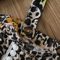 Load image into Gallery viewer, 3 Pieces Set Baby Girls Letters Flower Print Rompers Leopard Shorts And Bow Headwear Wholesale 220705140
