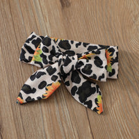 Load image into Gallery viewer, 3 Pieces Set Baby Girls Letters Flower Print Rompers Leopard Shorts And Bow Headwear Wholesale 220705140
