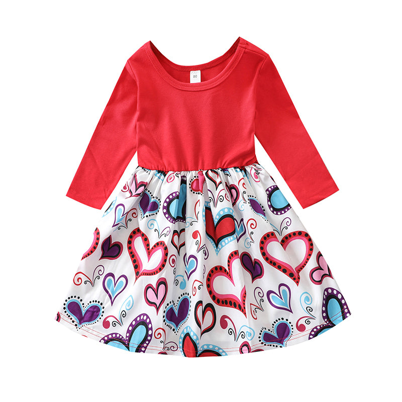 Baby Kid Girls Love heart Print Valentine's Day Dresses Wholesale 220705146
