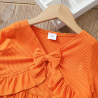 Load image into Gallery viewer, 2 Pieces Set Baby Kid Girls Halloween Bow Muslin&amp;Ribbed Print Tops And Pants Wholesale 220705151
