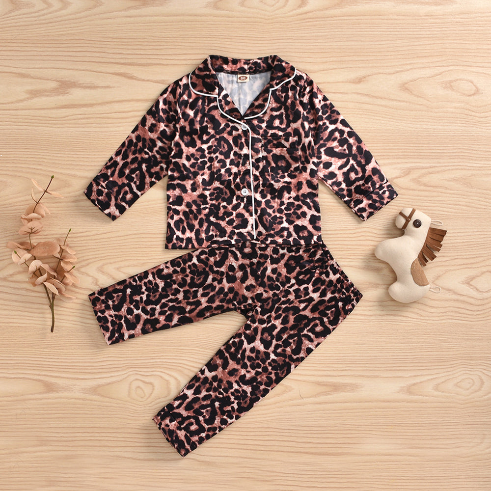 2 Pieces Set Baby Kid Boys Leopard Tops And Pants Sleepwears Wholesale 220705161