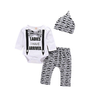 Load image into Gallery viewer, 3 Pieces Set Baby Boys Letters Bow Print Rompers Graphic Pants And Hats Wholesale 220705196
