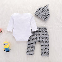 Load image into Gallery viewer, 3 Pieces Set Baby Boys Letters Bow Print Rompers Graphic Pants And Hats Wholesale 220705196
