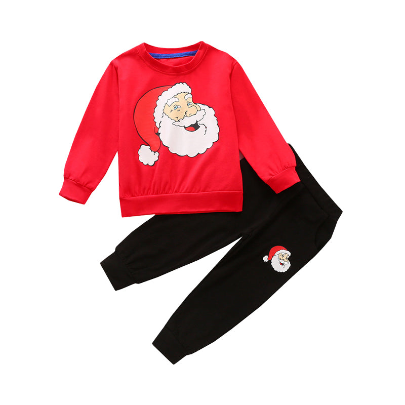2 Pieces Set Baby Kid Unisex Christmas Cartoon Print Hoodies&Swearshirts And Pants Wholesale 220705207