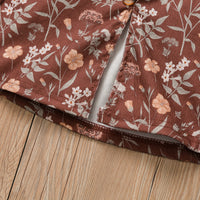 Load image into Gallery viewer, 2 Pieces Set Baby Kid Girls Solid Color Muslin&amp;Ribbed Tops And Flower Print Skirts Wholesale 220705210
