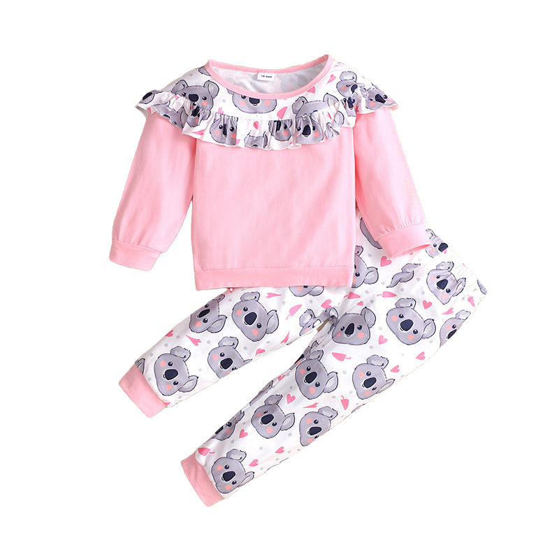 2 Pieces Set Baby Kid Girls Cartoon Print Tops And Shorts Wholesale 220705232