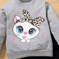 Load image into Gallery viewer, 2 Pieces Set Baby Kid Girls Animals Cartoon Print Hoodies Swearshirts And Leopard Pants Wholesale 220705237
