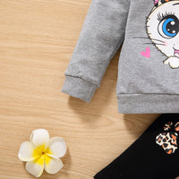 Load image into Gallery viewer, 2 Pieces Set Baby Kid Girls Animals Cartoon Print Hoodies Swearshirts And Leopard Pants Wholesale 220705237
