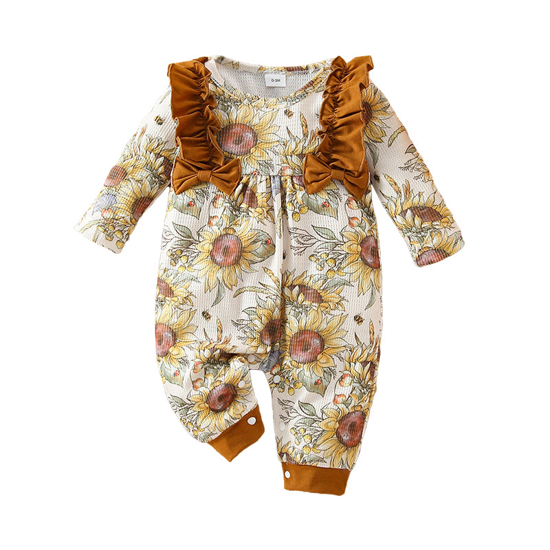 Baby Girls Flower Print Jumpsuits Wholesale 220705260