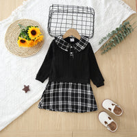 Load image into Gallery viewer, Baby Kid Girls Color-blocking Checked Dresses Wholesale 220705268
