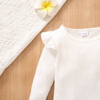 Load image into Gallery viewer, 2 Pieces Set Baby Kid Girls Solid Color Muslin&amp;Ribbed Tops Flower And Embroidered Dresses Wholesale 220705271
