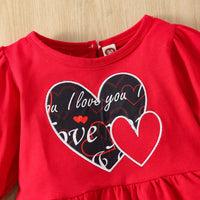 Load image into Gallery viewer, 2 Pieces Set Baby Kid Girls Love heart Cartoon Print Tops Letters And Leopard Pants Wholesale 220705279
