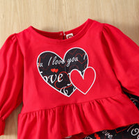 Load image into Gallery viewer, 2 Pieces Set Baby Kid Girls Love heart Cartoon Print Tops Letters And Leopard Pants Wholesale 220705279
