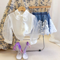 Load image into Gallery viewer, 2 Pieces Set Baby Kid Girls Bow Lace Tops And Embroidered Skirts Wholesale 220707125
