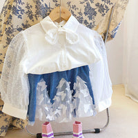 Load image into Gallery viewer, 2 Pieces Set Baby Kid Girls Bow Lace Tops And Embroidered Skirts Wholesale 220707125
