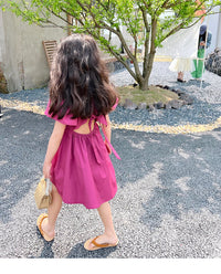 Load image into Gallery viewer, Baby Kid Girls Solid Color Bow Dresses Wholesale 220707511
