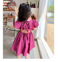 Load image into Gallery viewer, Baby Kid Girls Solid Color Bow Dresses Wholesale 220707511
