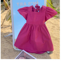 Load image into Gallery viewer, Baby Kid Girls Solid Color Bow Dresses Wholesale 220707511
