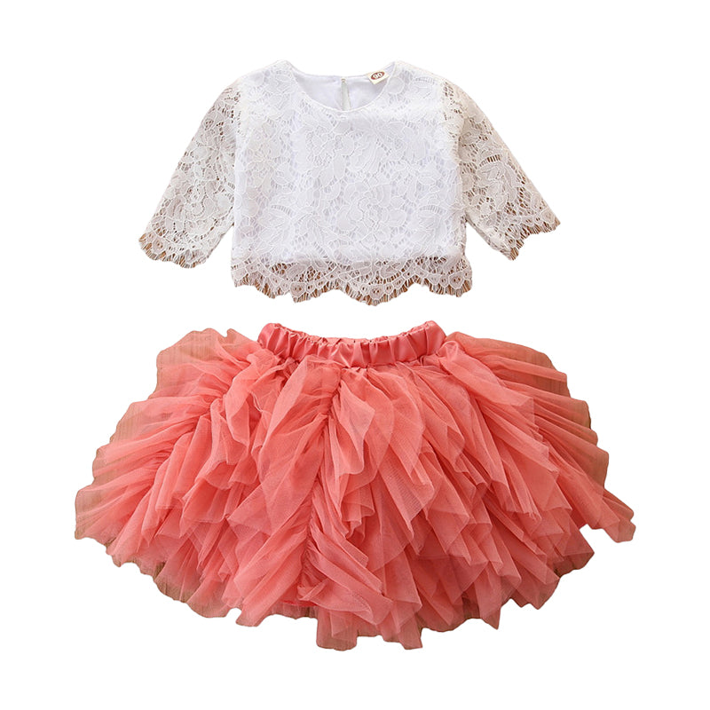 2 Pieces Set Baby Kid Girls Solid Color Tops And Skirts Wholesale 220711149