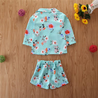 Load image into Gallery viewer, 2 Pieces Set Baby Kid Girls Flower Print Blazers And Shorts Wholesale 220711161
