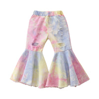 Load image into Gallery viewer, Baby Kid Girls Solid Color Leopard print Tie Dye Ripped Pants Wholesale 220711193
