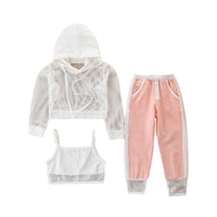 Load image into Gallery viewer, 3 Pieces Set Baby Kid Girls Solid Color Tank Tops Hoodies Swearshirts And Camo Pants Wholesale 220711200
