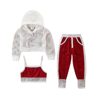 Load image into Gallery viewer, 3 Pieces Set Baby Kid Girls Solid Color Tank Tops Hoodies Swearshirts And Camo Pants Wholesale 220711200
