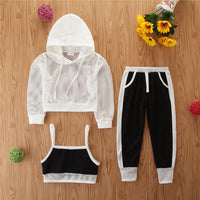 Load image into Gallery viewer, 3 Pieces Set Baby Kid Girls Solid Color Tank Tops Hoodies Swearshirts And Camo Pants Wholesale 220711200
