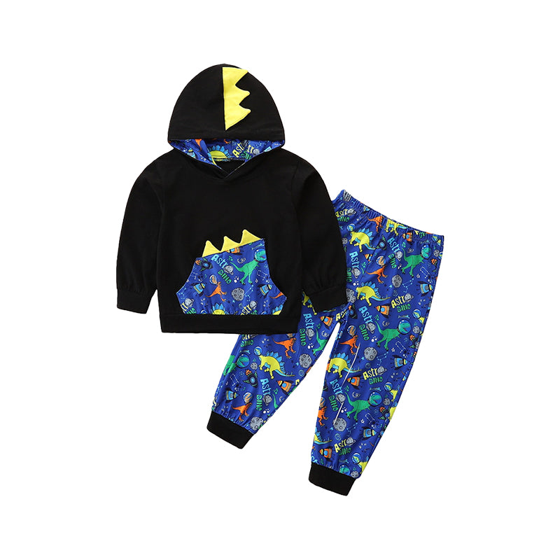 2 Pieces Set Baby Kid Boys Dinosaur Print Hoodies Swearshirts And Cartoon Pants Wholesale 220711259